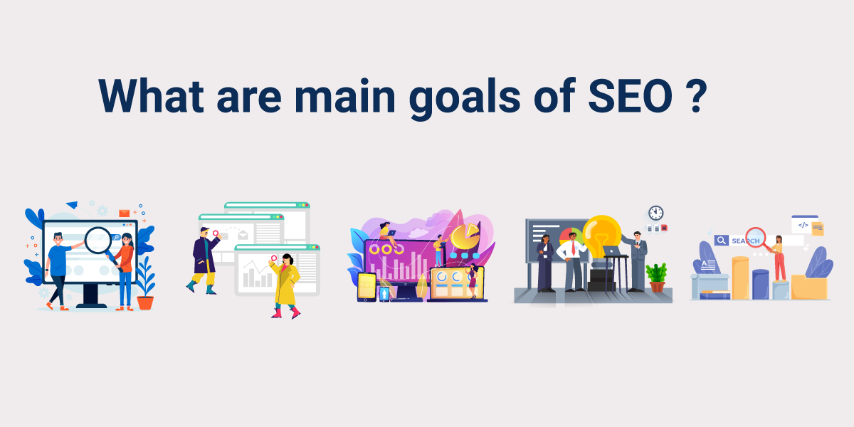 This is a header image showcase "what are the main goals of SEO?"