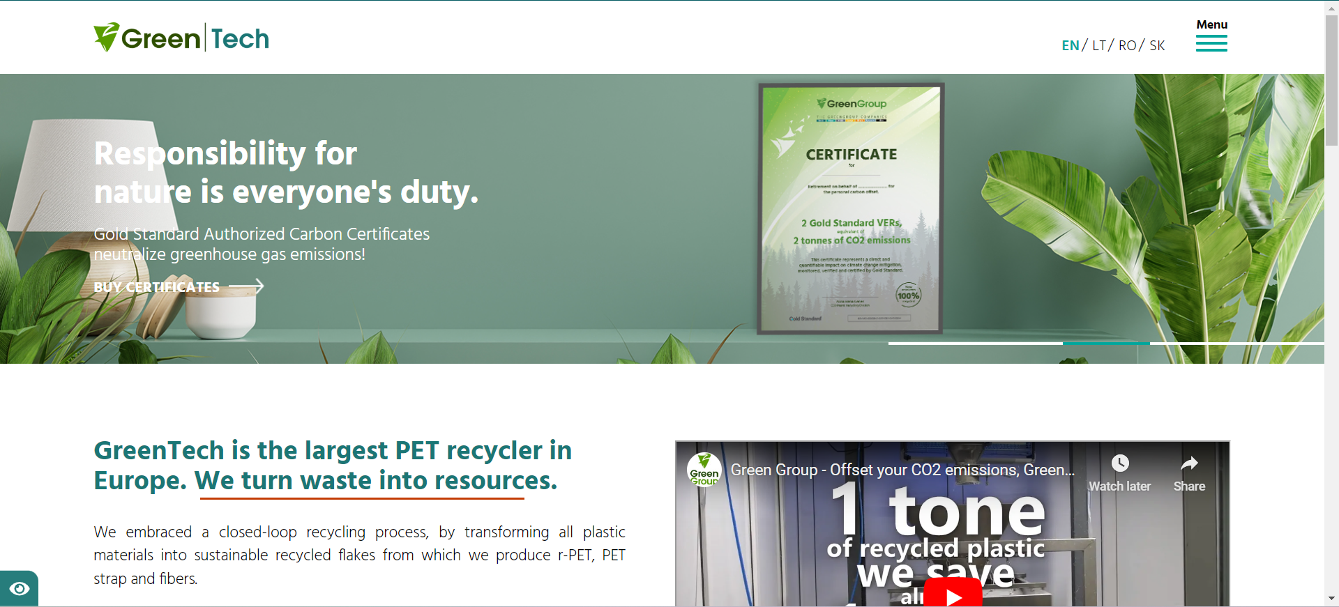 Greentech Website Screenshot