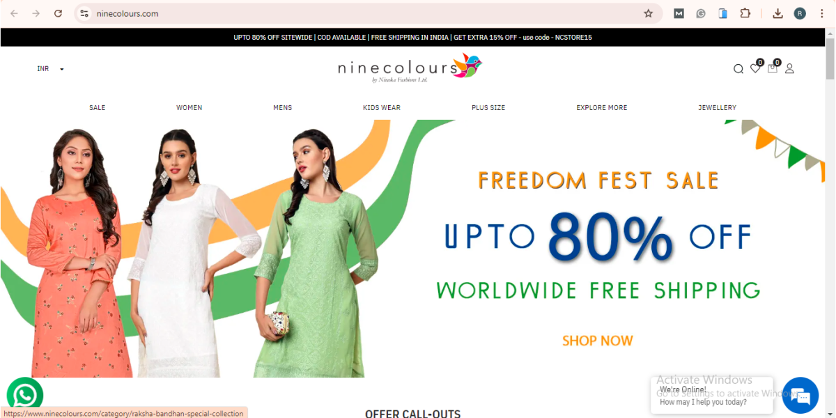 E-commerce Application-(i)Ninecolours