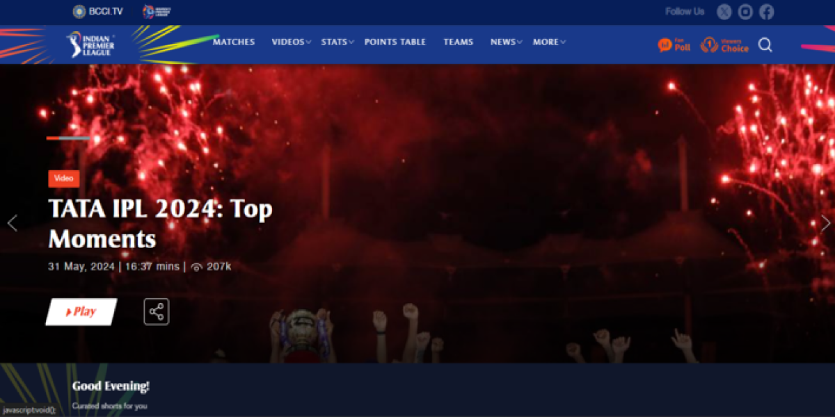 Indian Premier League (IPL) website homepage