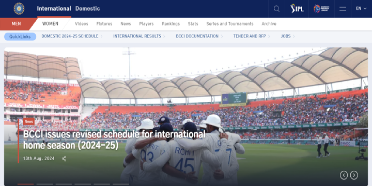 Board of Control for Cricket in India (BCCI) website homepage