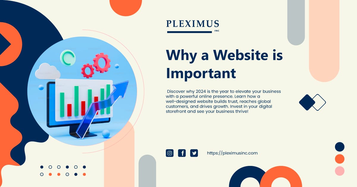 Graphic for Pleximus Inc. about why having a website is important in 2024.